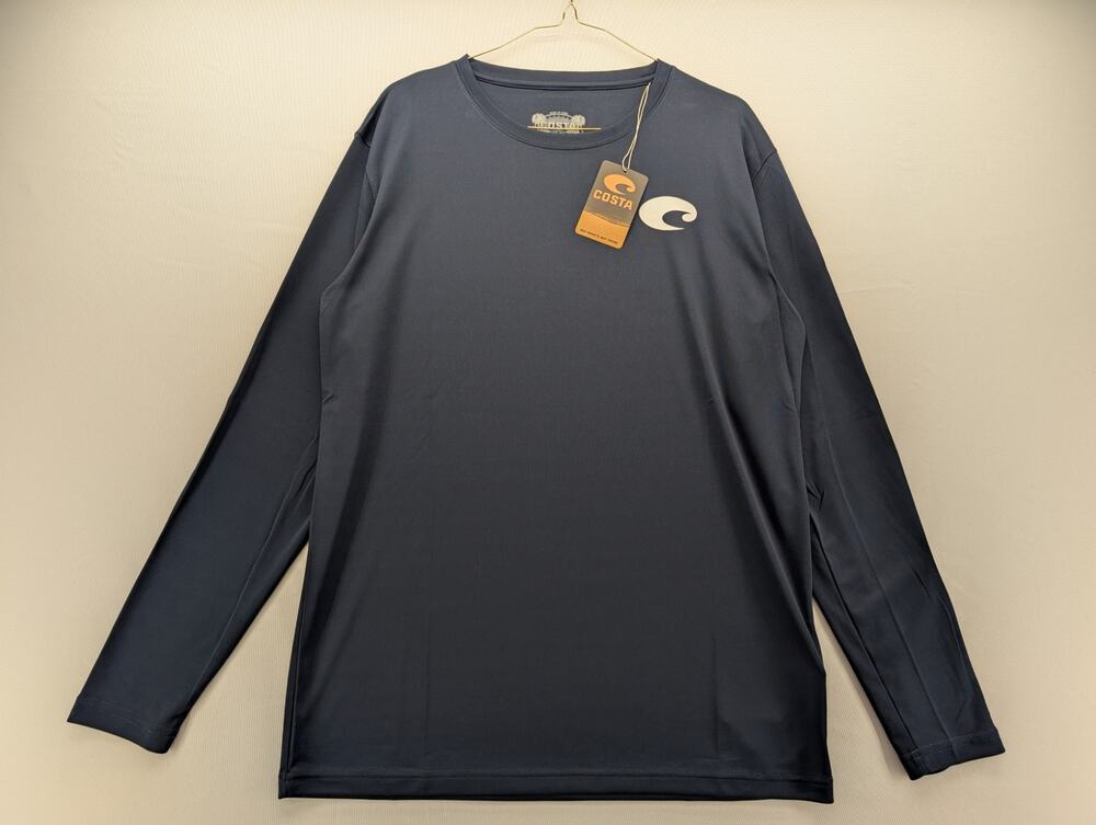 NWT Men's Costa Technical Crew Long Sleeve T-Shirt in Navy sz M